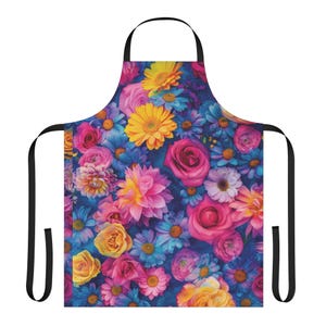 Colorful Floral Apron, Kitchen Cooking Apron, Garden Party Gift, Cooking Lover, Mother&#39;s Day Gift, Housewarming Present