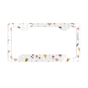 Marco de matrícula metálico con diseño floral, bonito accesorio para coche, decoración para el coche, marco con diseño floral, estilo personalizado para el vehículo.