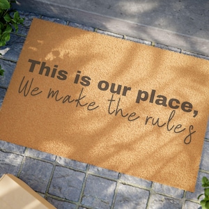 Welcome Doormat - This is Our Place, Home Decor, Entryway Rug, Gift for New Homeowners, Personalized Housewarming