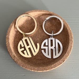 Personalized Family Monogram Keychain, Custom Stainless Steel or Brass Initial Key Ring