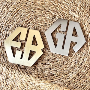 Personalisierte Metalluntersetzer: Benutzerdefiniertes Monogramm Initial Edelstahl Stell oder Messing Getränkeuntersetzer
