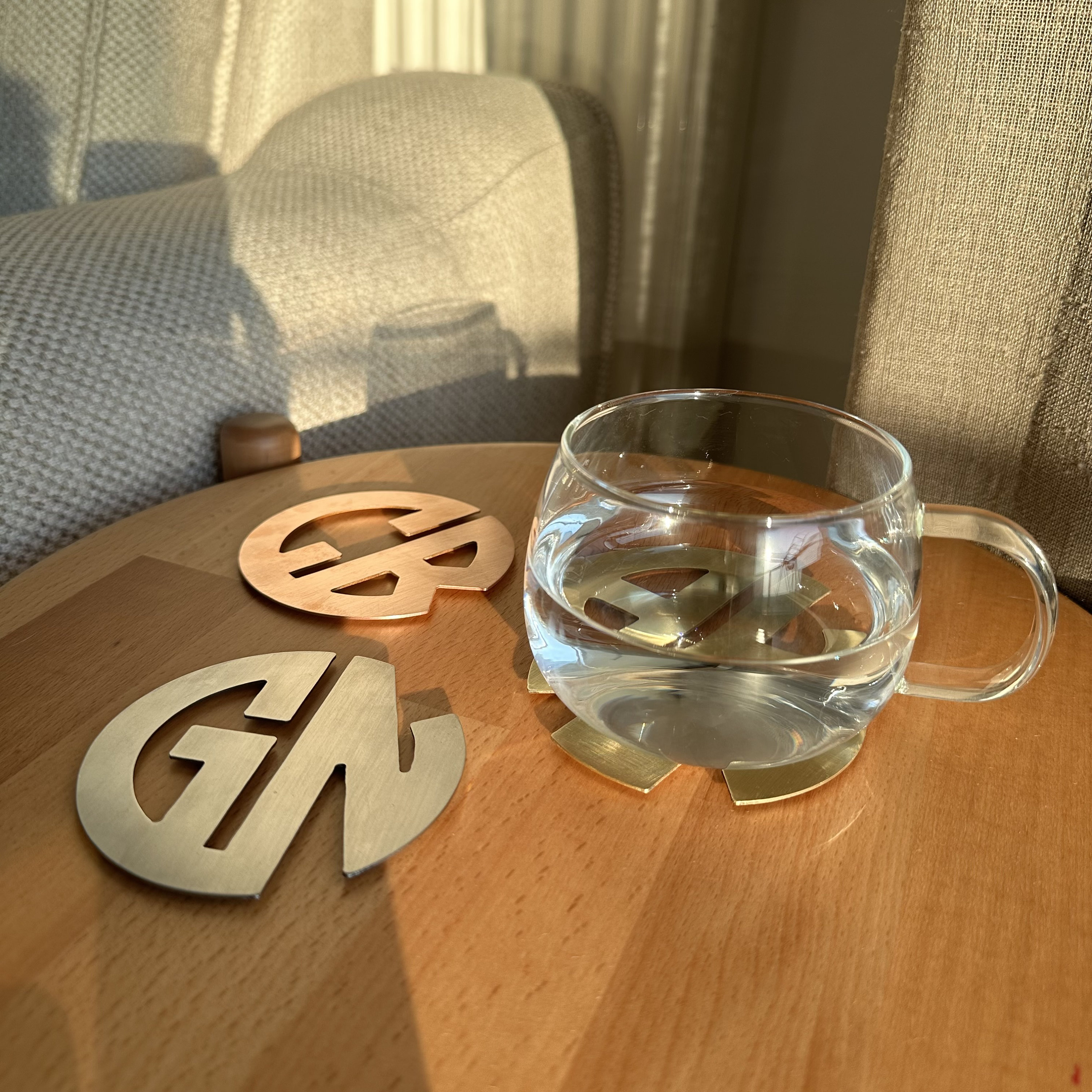 Personalized Metal Coasters - Monogram Design in Stainless Steel, Brass ...