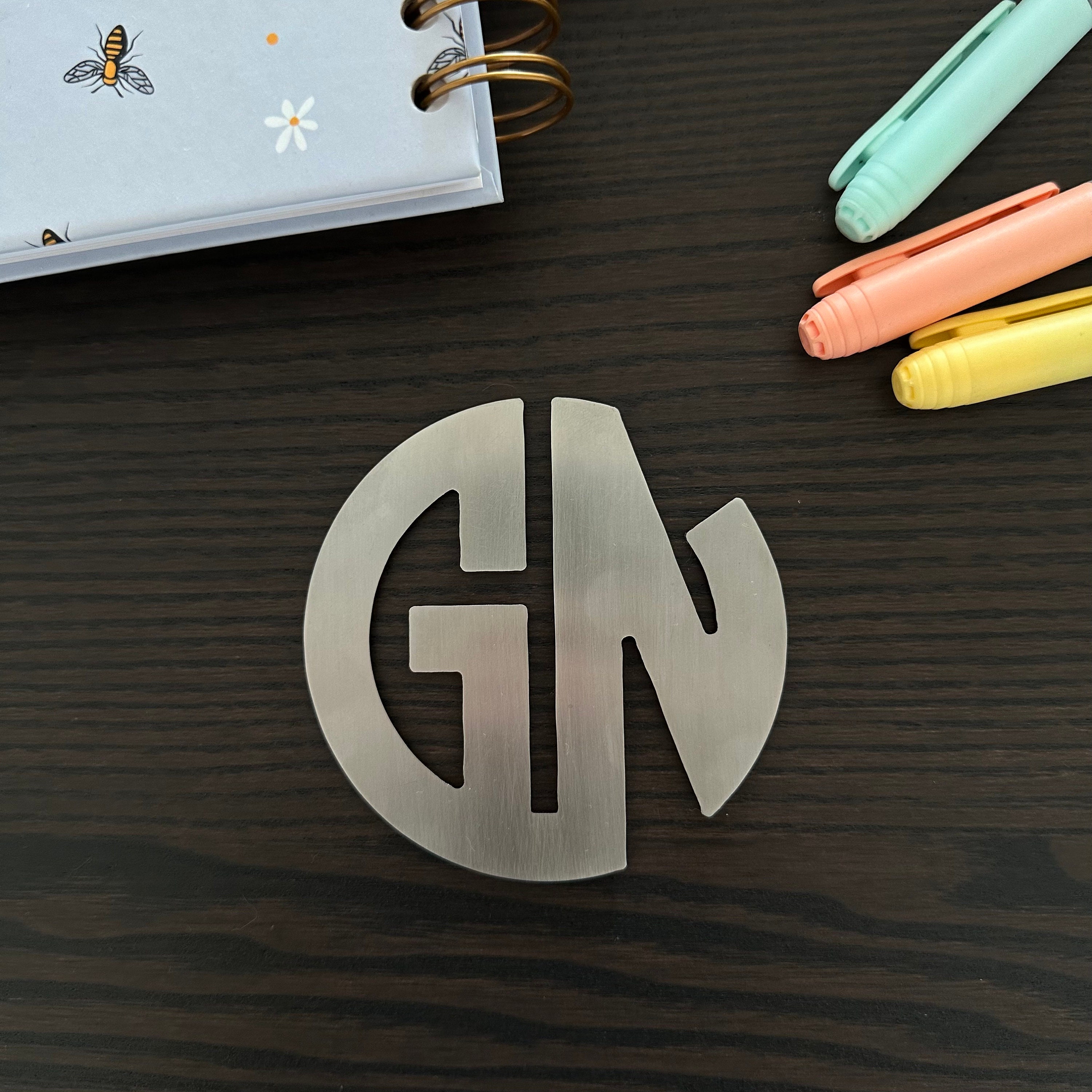 Personalized Metal Coasters - Monogram Design in Stainless Steel, Brass ...
