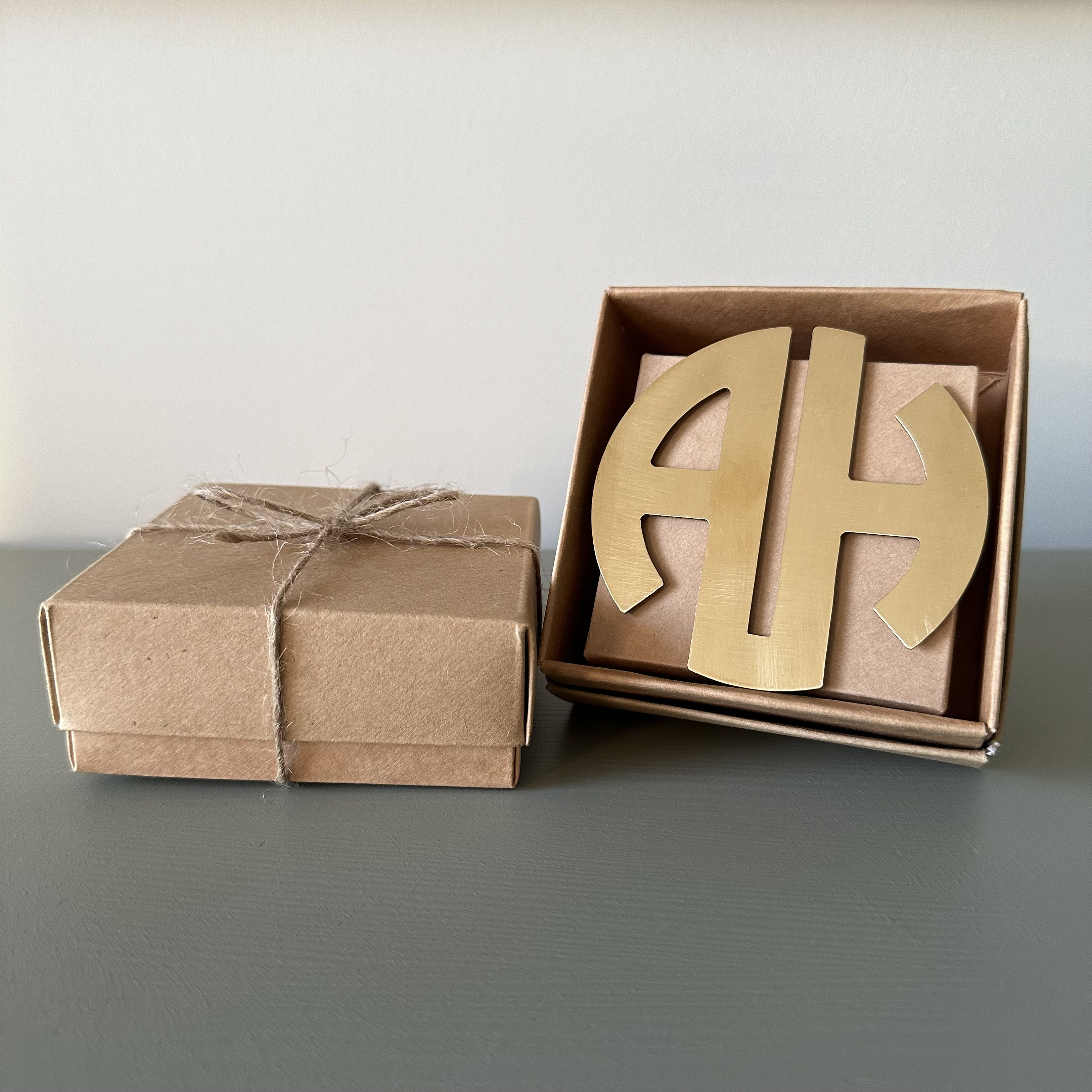 Personalized Metal Coasters - Monogram Design in Stainless Steel, Brass ...