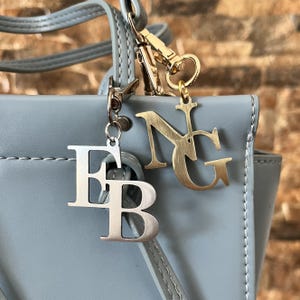 Personalized Metal Bag Charm, Custom Initial Purse Charm, Stainless Steel or Brass Handcrafted Gift for Women & Men
