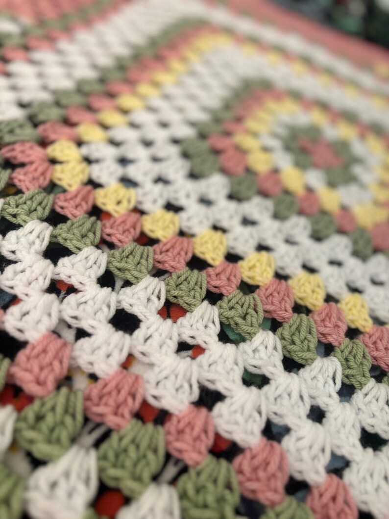 Soft Spring Throw Blanket Handmade Crochet Granny Sqaure Throw Blanket