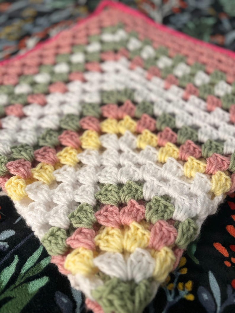 Soft Spring Throw Blanket Handmade Crochet Granny Sqaure Throw Blanket