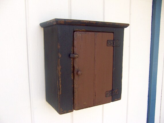 Farmhouse Primitive Wall Cabinet Painted Small Hanging Etsy