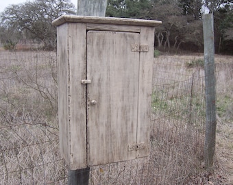 Wall cabinet primitive small cupboard shelf cottage shabby chic hanging distressed cabinet rustic farmhouse aged old weathered pine finish