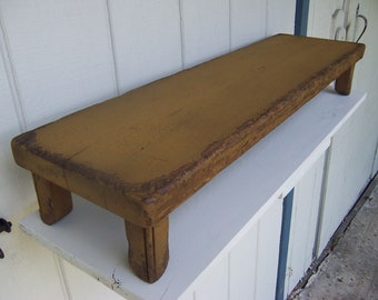 Primitive farm table riser bench farmhouse table rustic pine table farm house distressed country TV computer stand old colonial finish aged