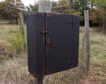 Primitive wall cabinet rustic cabinet farmhouse cabinet painted distressed cabinet black aged pine old finish furniture