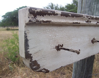 Shabby chic primitive shelf painted in an antique white shelves for a rustic farmhouse decor