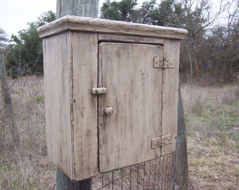 Wall cabinet primitive small cupboard shelf cottage shabby chic hanging distressed cabinet rustic farmhouse aged old weathered pine finish