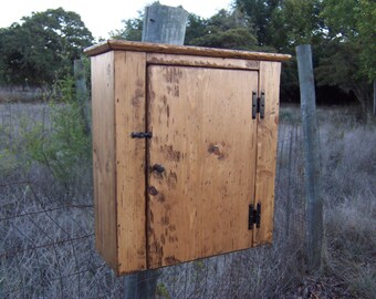 Primitive wall cabinet rustic wall cabinet farmhouse cabinet medicine cabinet furniture for a country decor, aged old pine distressed finish