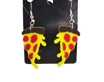 3D Printed Pizza Earrings: Hypoallergenic 925 Silver Hooks