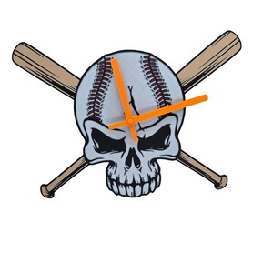 Baseball Skull and Bat Cross bones Working Clock 3D Printed