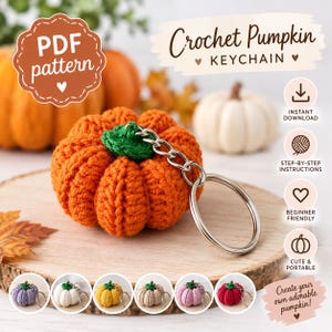 Crochet Pumpkin Pattern, Amigurumi Pumpkin Keychain Crochet Pattern, Fall Autumn Decor, Halloween Mini Pumpkin PDF, Easy Beginner Pattern