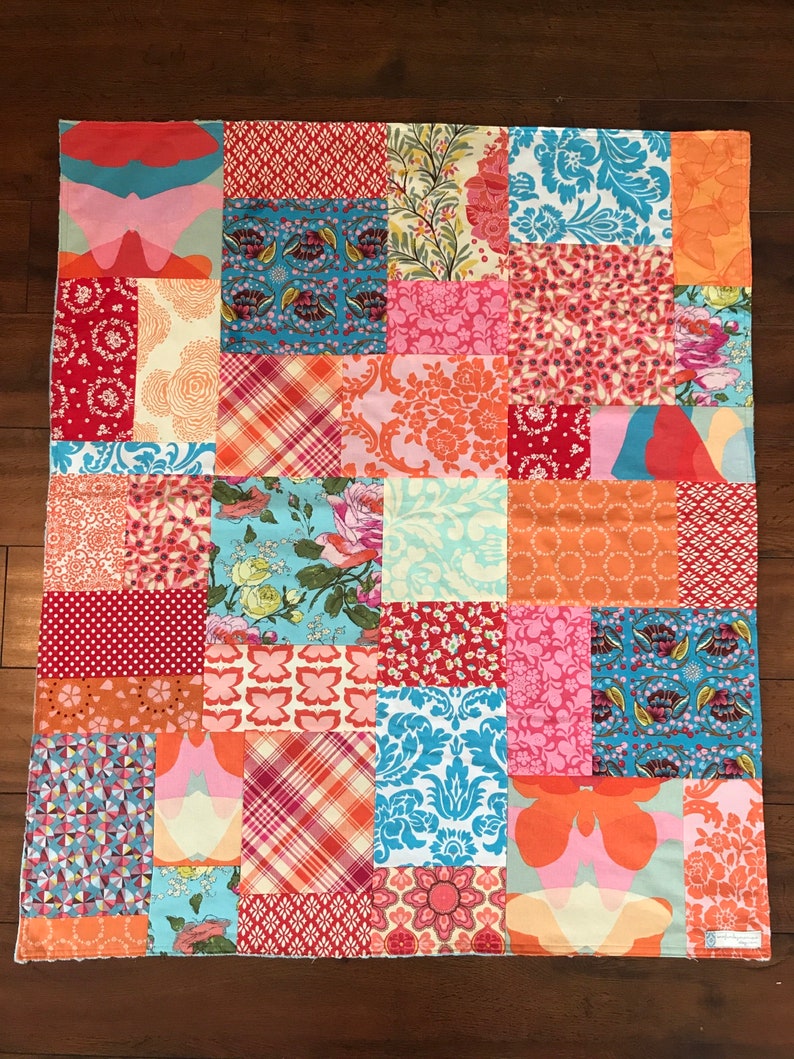 Minky Baby Blanket, Butterfly Baby Blanket, Girl Baby Shower Gift, Pink, Orange and Blue image 3