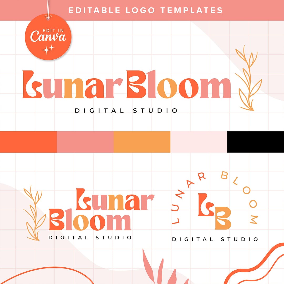 Editable Canva Logo Template Bundle , DIY Branding Kit for Small ...