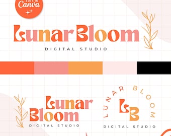 Editable Canva Logo Template Bundle ,  DIY Branding Kit for Small Businesses, Premade Retro Logo Design, Modern Logo Design