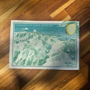 Mt Lemmon Arizona kaart print - 5 x 7 inch - Summerhaven Mt Lemmon kaart - Tucson wandelkaart - vintage Arizona kaart - Arizona wanddecoratie