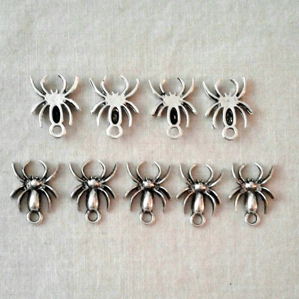 Tibetan Silver Spider Charms in Sets of 9 - 14 x 13 mm