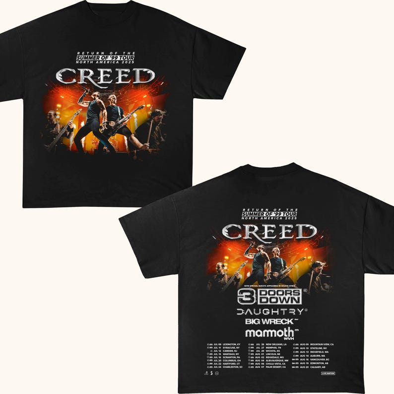Creed Band 2025 Tour Summer of 99 Tour Shirt, Creed Band Fan Gift