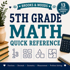 5th Grade Math Quick Reference | Fractions, Decimals, Geometry, Measurement & Data | Homeschool Math Help for Grade 5  | Printable PDF