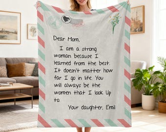 Benutzerdefinierte Liebesbrief Decke, personalisiertes Geschenk für Mama, handgeschriebener Flanellüberwurf für Papa oder Männer, Muttertag, Baumwolle Jahrestagsgeschenk.