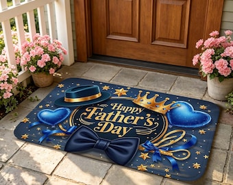 Luxury Father's Day Bath Mat, Non Slip Absorbent Doormat for Bathroom, Entryway, Bedroom and Sophisticated Holiday Home Decor.