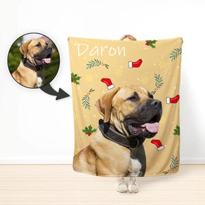Custom Pet Photo Blanket for Christmas, Personalized Dog Photo Throw, Cat Picture Blanket, Pet Owner Gift, Dog Mom Keepsake
