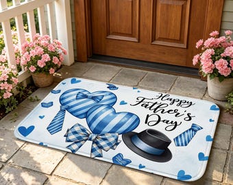 Happy Father's Day Doormat with "Happy Father's Day" Text for Entryway, Kitchen, Bathroom , Festive Holiday Home Decor, Non Slip Indoor Rug.