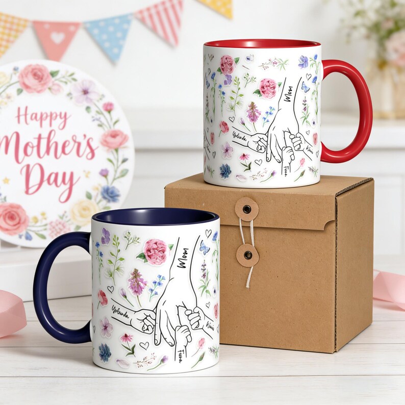 Custom Mom with Kids Names Mug, Personalized Name Wildflower Mug, Floral Coffee Mug for Mom, Mother's Day Gift for Her. image 6