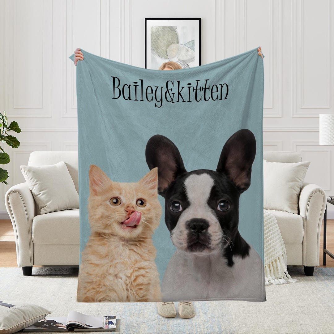 Personalized Dog Blanket With Name, Custom Pet Photo Blanket for Cat ...