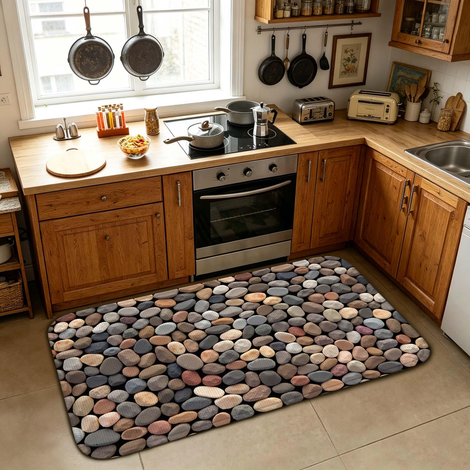Stone Pattern Doormat Natural River Rock Pebble Doormat, 3D Cobblestone Floor Mat, Stone ...