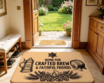 Beer Lover Doormat, Non Slip Absorbent Indoor Rug, Floor Mat for Entryway, Kitchen, Man Cave and Home Bar Decor.