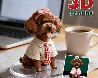 Gepersonaliseerde 3D-hondbeeldje, gepersonaliseerde 3D-standbeeldfoto van je foto, uniek gepersonaliseerd cadeau, Valentijnsdagcadeau.