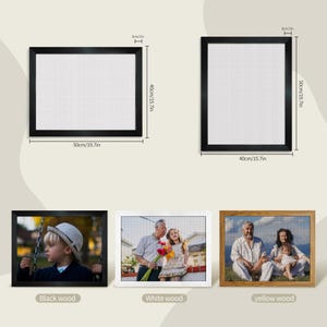 May include: Black, white, and yellow wood frames with a grid pattern, each with a different photo inside. The black frame is 50 x 40 cm (19.7 x 15.7 in), the white frame is 40 x 50 cm (15.7 x 19.7 in), and the yellow frame is 40 x 50 cm (15.7 x 19.7 in).