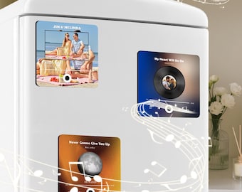 Customized Music Fridge Magnets - Personalized Photo Music Fridge That Can Play Full Songs, Romantic Anniversary Gift, Wedding Decor Gift.