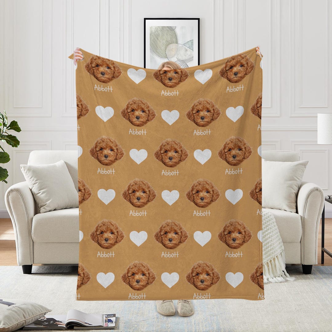 Custom Dog Blanket, Personalized Pet Photo Blanket With Dog Face ...