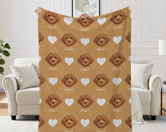 Custom Dog Blanket, Personalized Pet Photo Blanket with Dog Face, Unique Dog Picture Throw, Custom Blanket with Your Favorite Pet Photo.