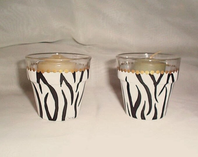 ZEBRA PRINT CANDLE HOLDER GV4804 Etsy