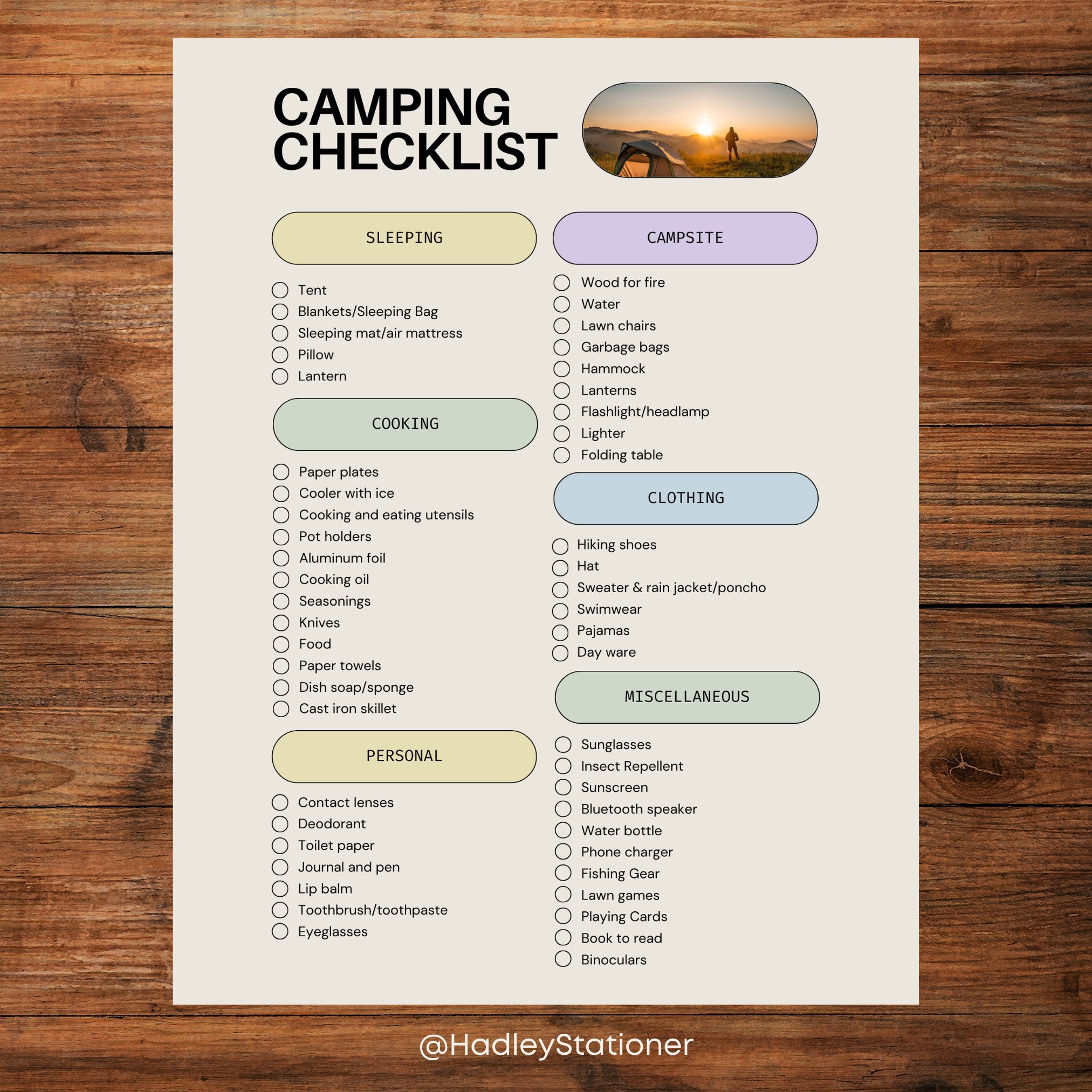 Camping Checklist | Packing List | Digital Download | Printable PDF - Etsy
