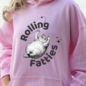 Funny Cat Graphic T-Shirt: Rolling Fatties Tee, Cat Lover Gift