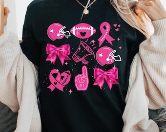 Pink Neon Football Breast Cancer Shirt: Gameday Sports Tee