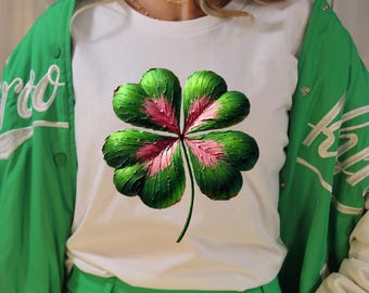 Bluza z koniczyną w stylu retro: Szczęśliwa irlandzka koszulka na Dzień Świętego Patryka
