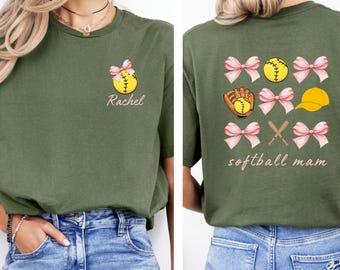 Custom Softball Mom Tee: Coquette Game Day Shirt