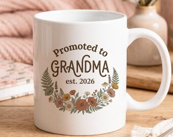 Custom Grandma Photo Coffee Mug, Custom Grandma Est Mug, Mothers Day Gift for Grandma Birthday Gift, Promoted to Grandma Mug With Picture