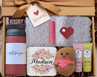 Hug In A Box Women Gift Basket For Her With Name Sentimental Gift For Her Birthday Unique Gift For Her Personalized Gift Box For Her Women