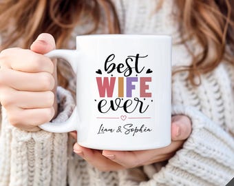 妻へのバレンタインデーのプレゼント、夫と息子からのマグカップ、妻へのパーソナライズされたマグカップ、妻への誕生日プレゼント、妻と母へのプレゼント、妻の言葉